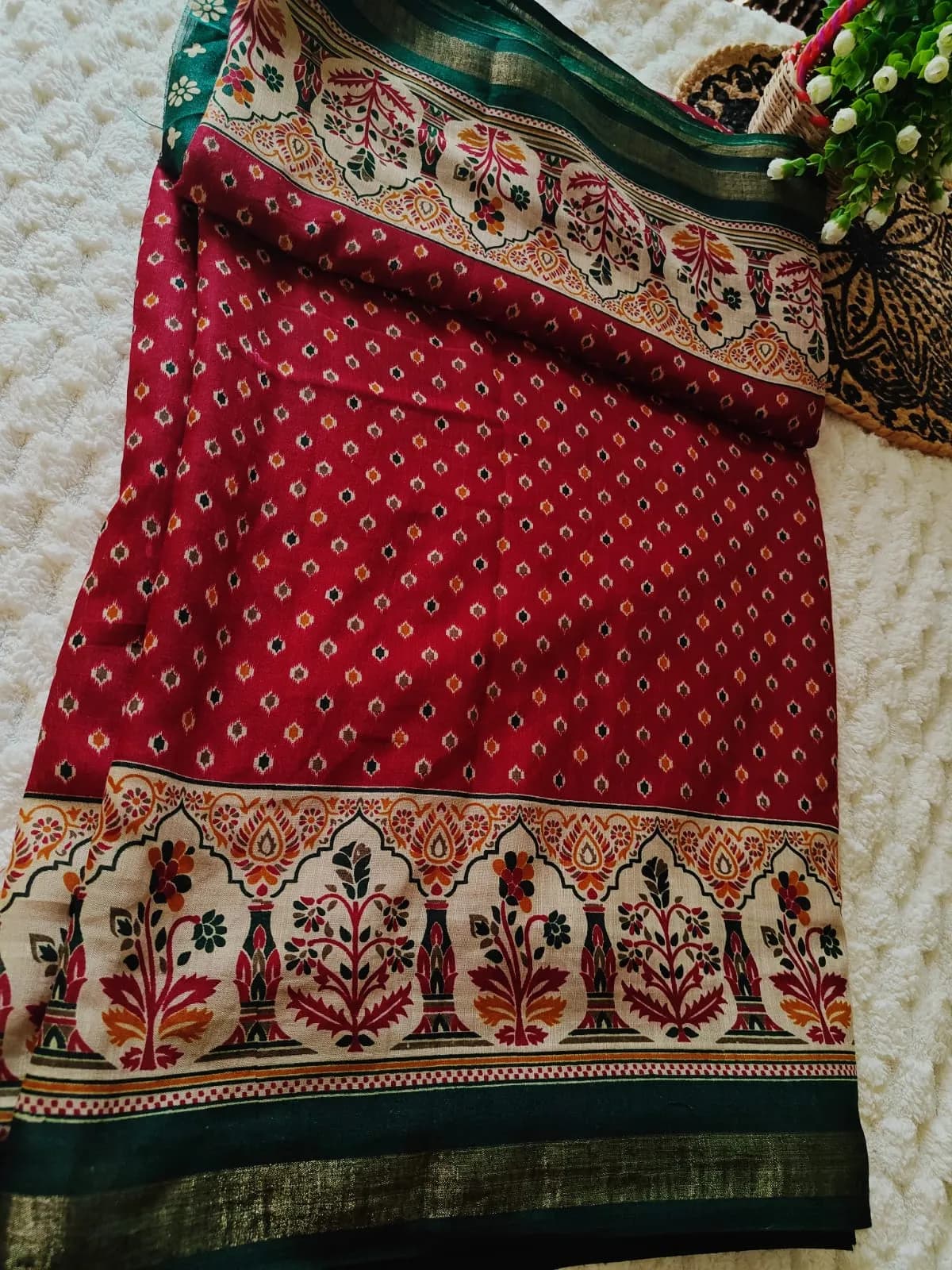 Red Mul Cotton Saree