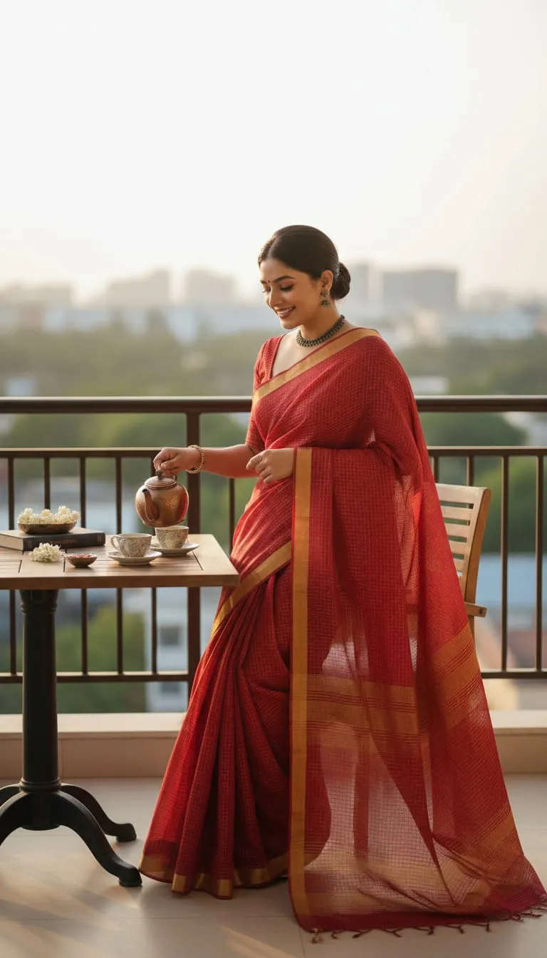 Elegant Red Georgette Saree
