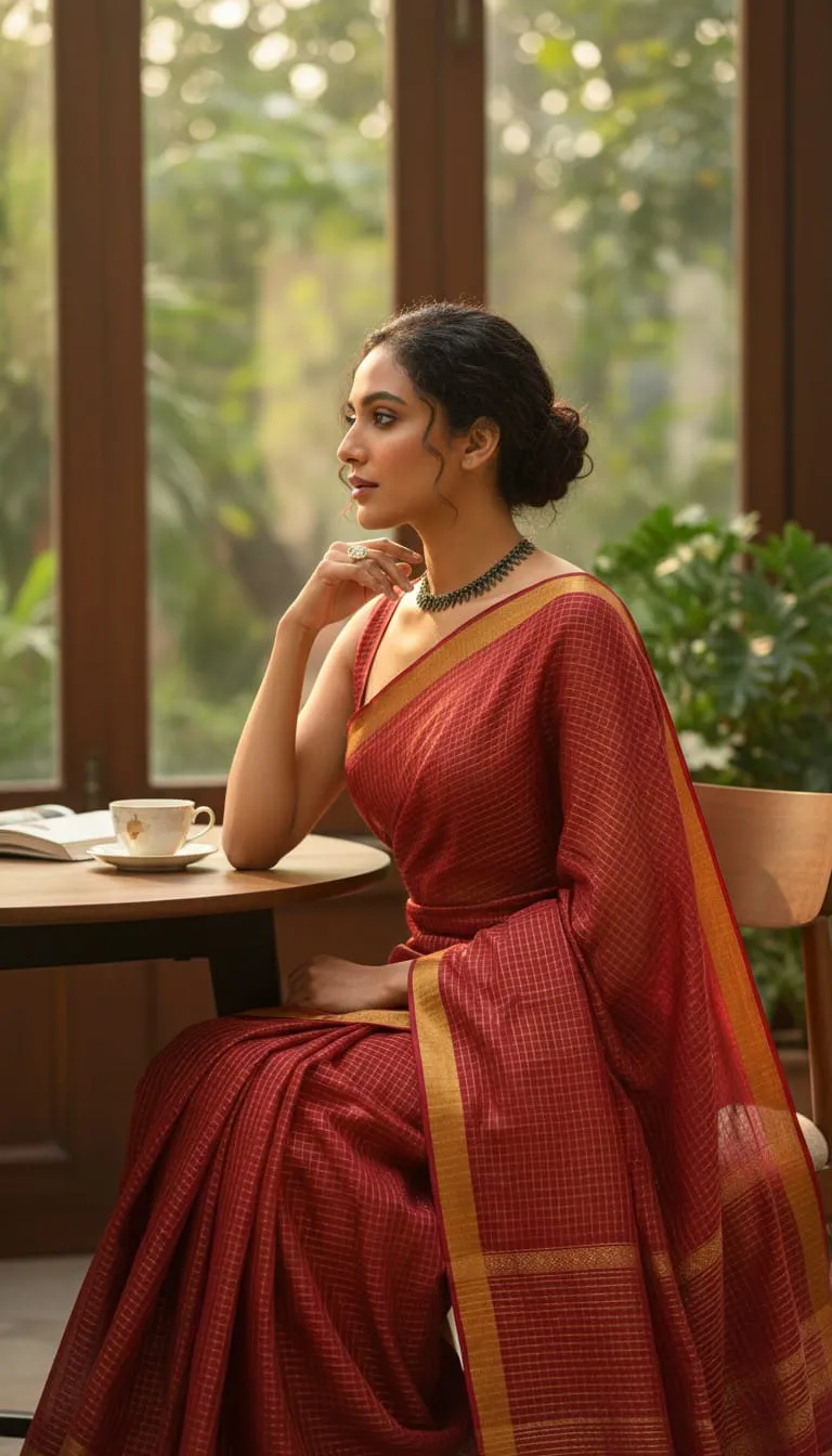 Elegant Red Georgette Saree