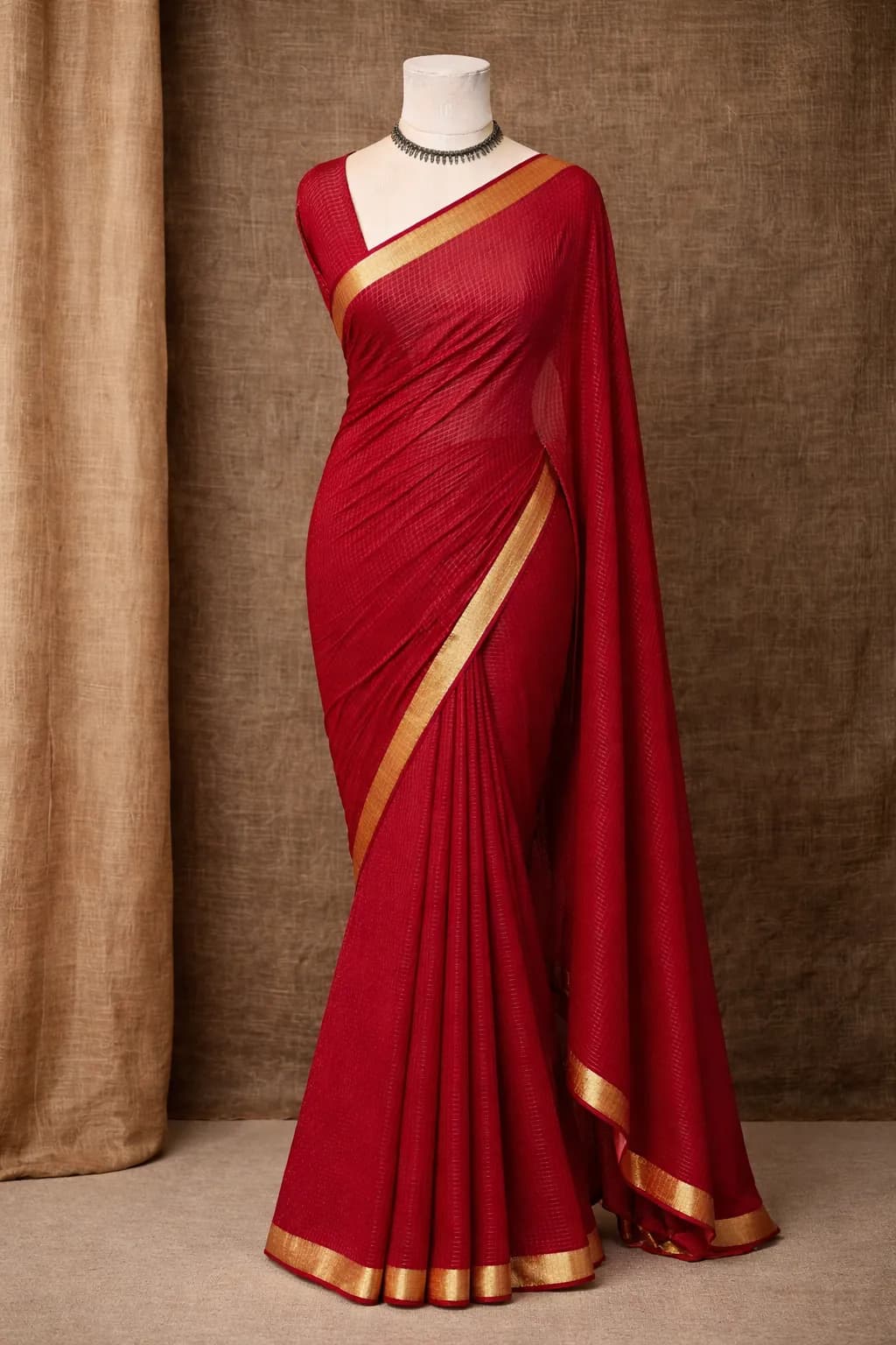 Elegant Red Georgette Saree